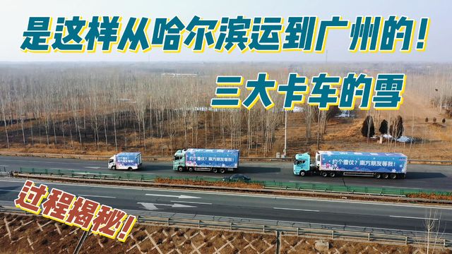 过程揭秘！三大卡车的雪 是这样从哈尔滨运到广州的！