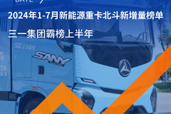 2024年1-7月新能源重卡北斗新增量榜单 三一集团霸榜上半年