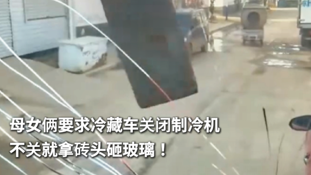 母女俩以噪音大为由要求冷藏车关闭制冷机 不关就拿砖头砸玻璃！