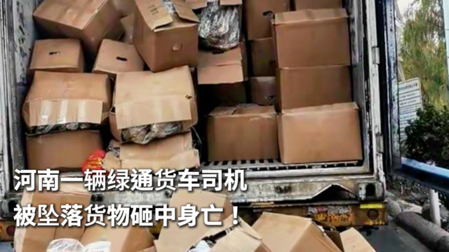 河南一辆绿通货车司机被坠落货物砸中身亡！