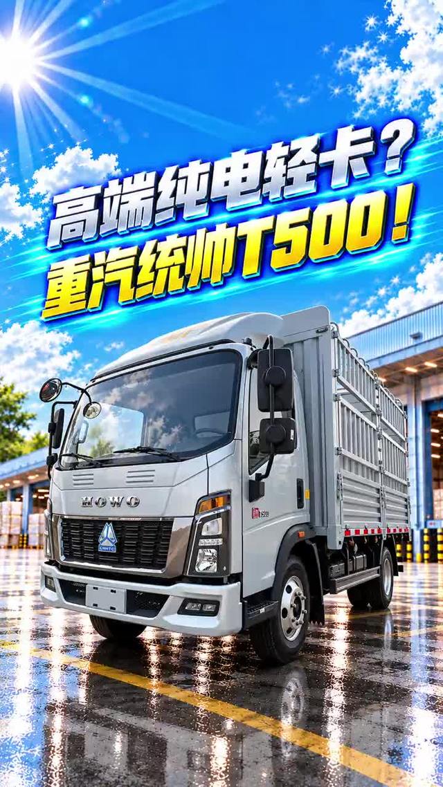 高端纯电轻卡推荐，218度电+410kw电机，重汽统帅T500！