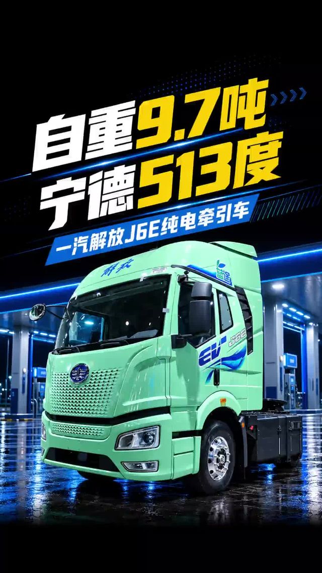电耗每公里1度!自重9.7吨,解放J6E纯电牵引车配置